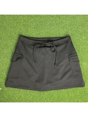 Vintage Y2K 2000s Rave City Black Mini Cargo Skort Sz S 24"